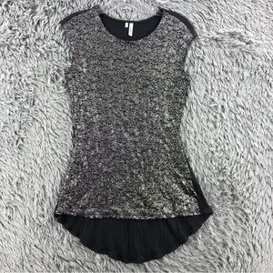 Studio Y Top Womens Small Embossed Gray Hi Low